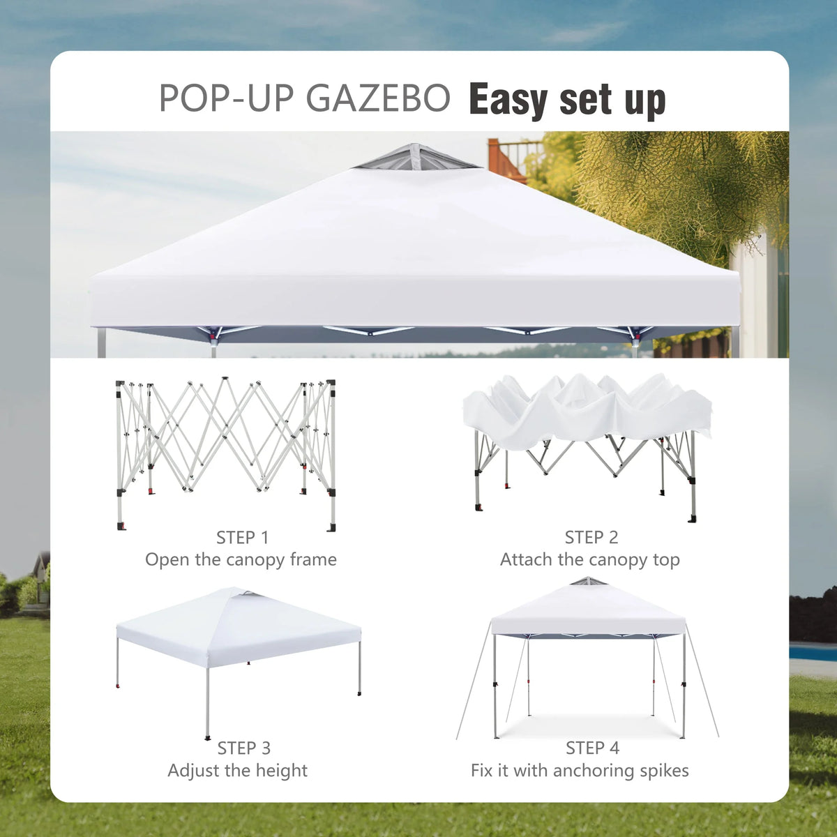 10'x 10' Pop up Canopy Tent with Roller Bag, Blue X9562