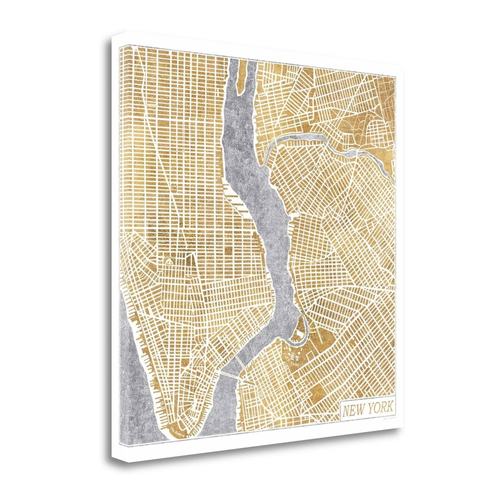 Gilded New York Map Giclee Print on Gallery Wrap Canvas E412