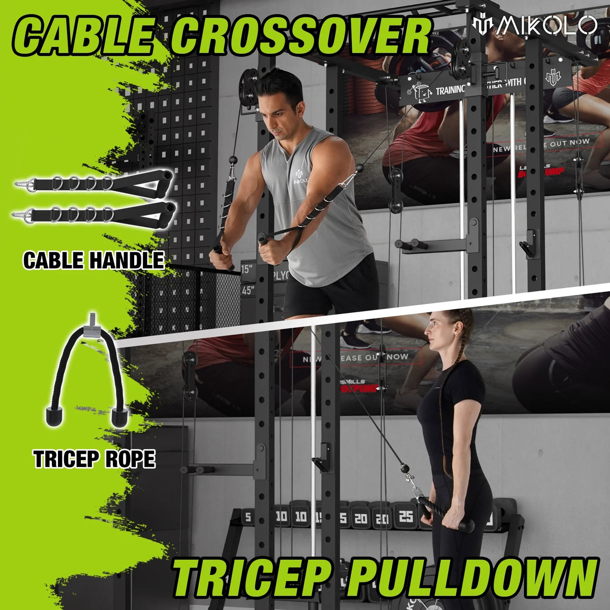 1500 lbs Power Rack Cage with Cable Crossover Machine Q90988