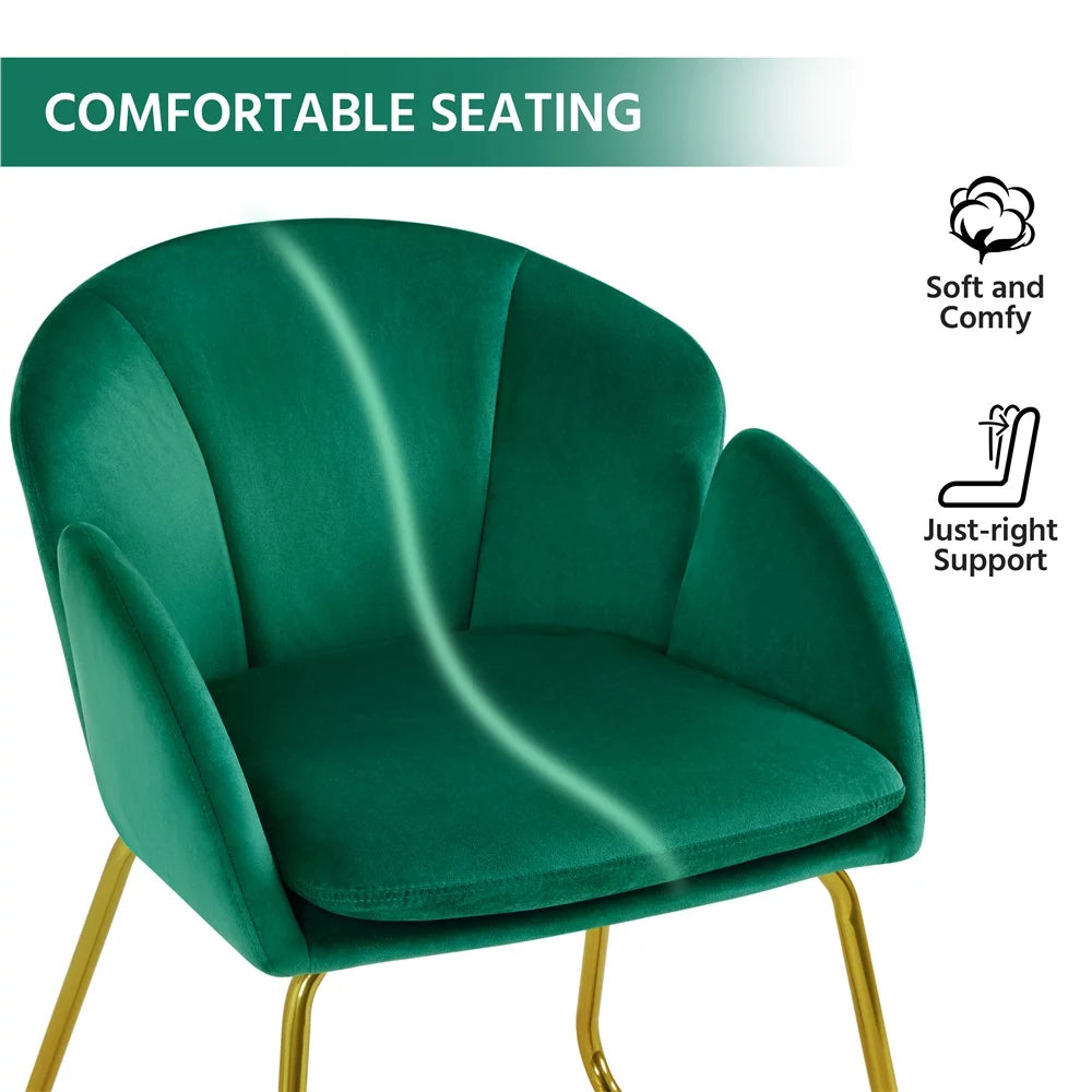 Green Velvet Armchair with Golden Metal Legs I413709