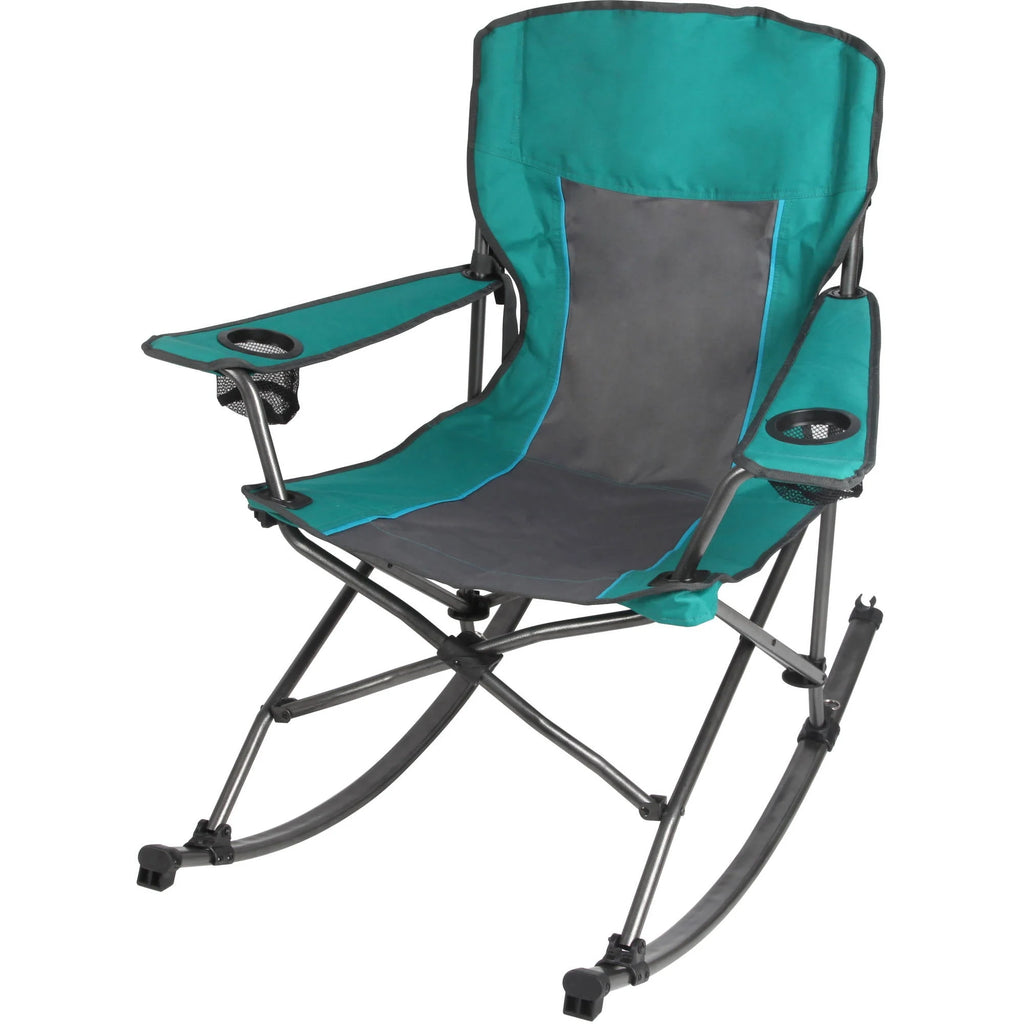 Green Foldable Camping Rocking Chair 300 lbs Capacity K455