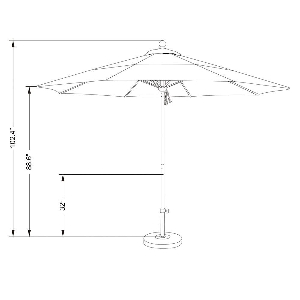 11 Feet Fiberglass Market Umbrella V332