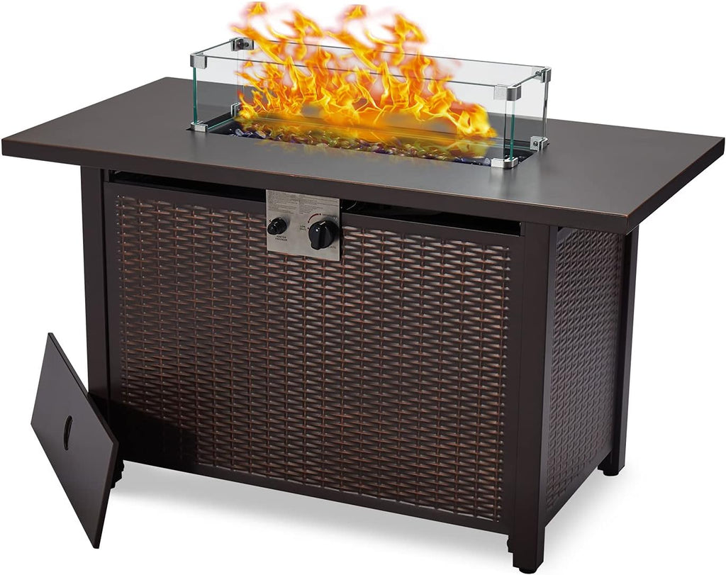 44 Inch 50000 BTU Propane Fire Pit Table with Rain Cover A392352
