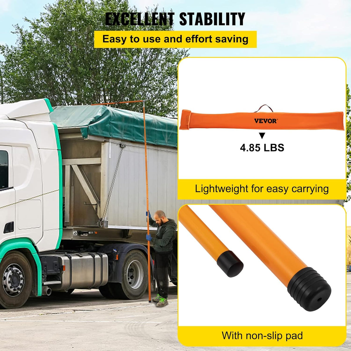 15' Fiberglass Truck Height Measuring Stick with Carrying Bag D10381