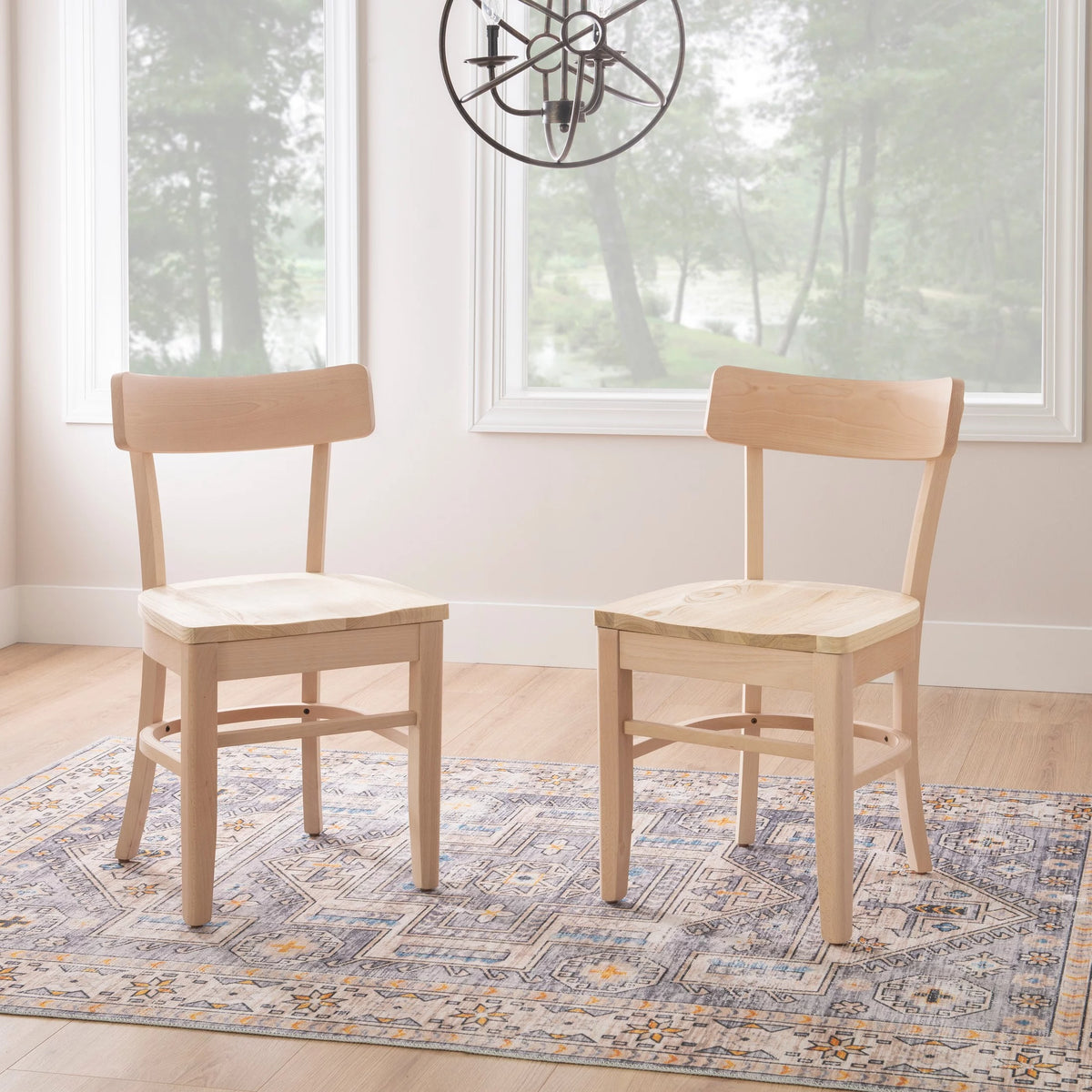 Unfinished Wood Dining Accent Chair, Set of 2 O46382