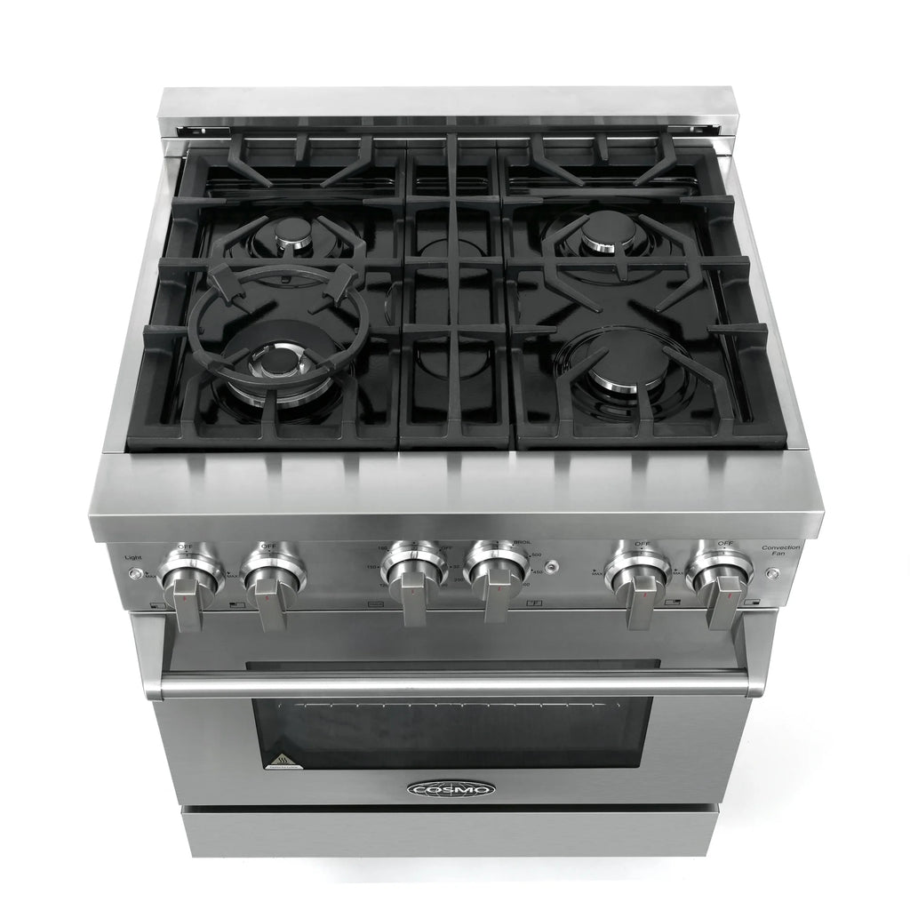 2 Piece Gas Range and Wall Mount Range Hood Kitchen Appliance Bundle L4682