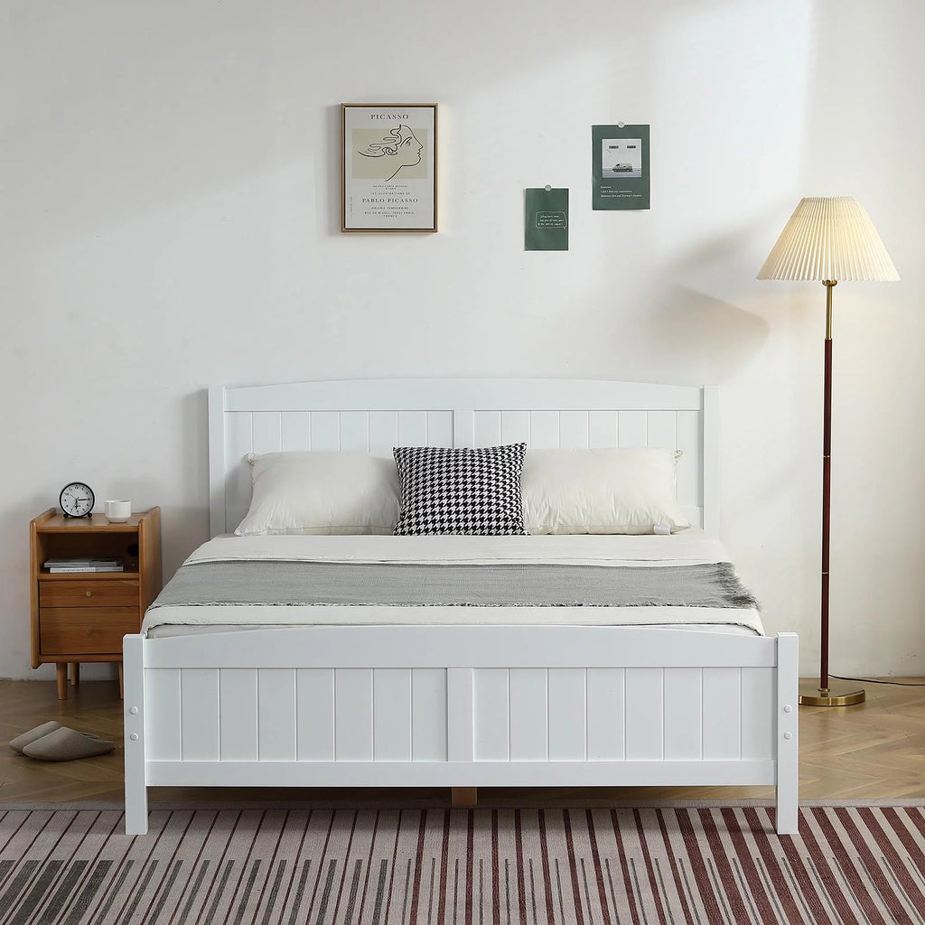Queen Solid Pine Wood Platform Bed Frame with Headboard H819