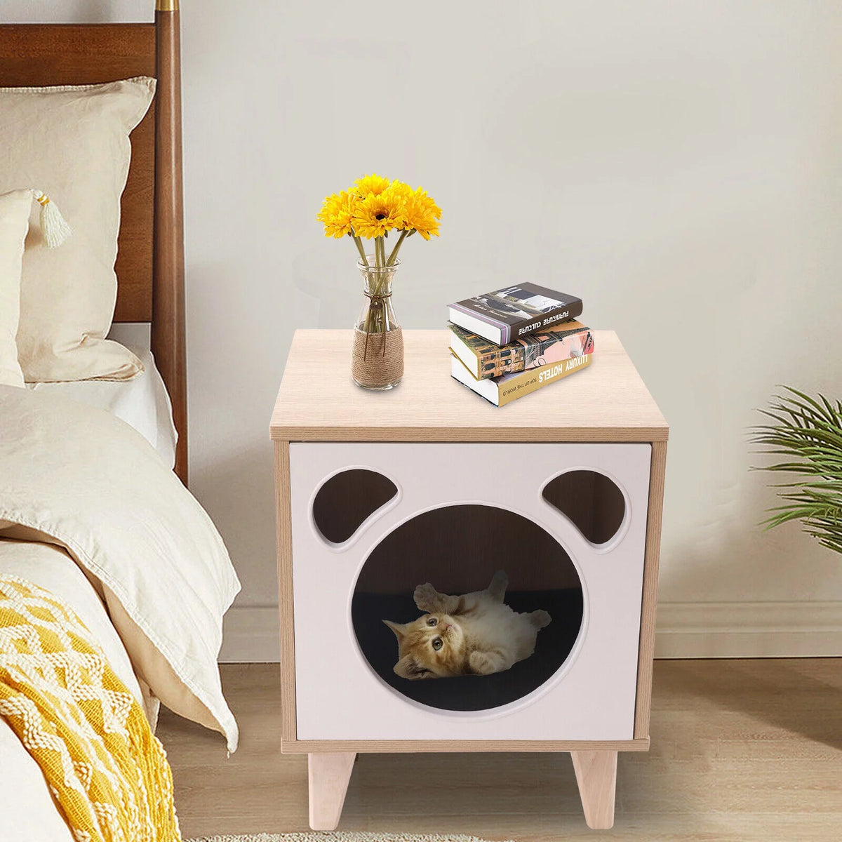 Wooden Cat House End Table A5824
