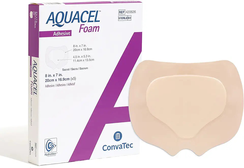 8"x7" Sacral Silicone Gel Adhesive Waterproof Foam Wound Dressing 5ct G70745