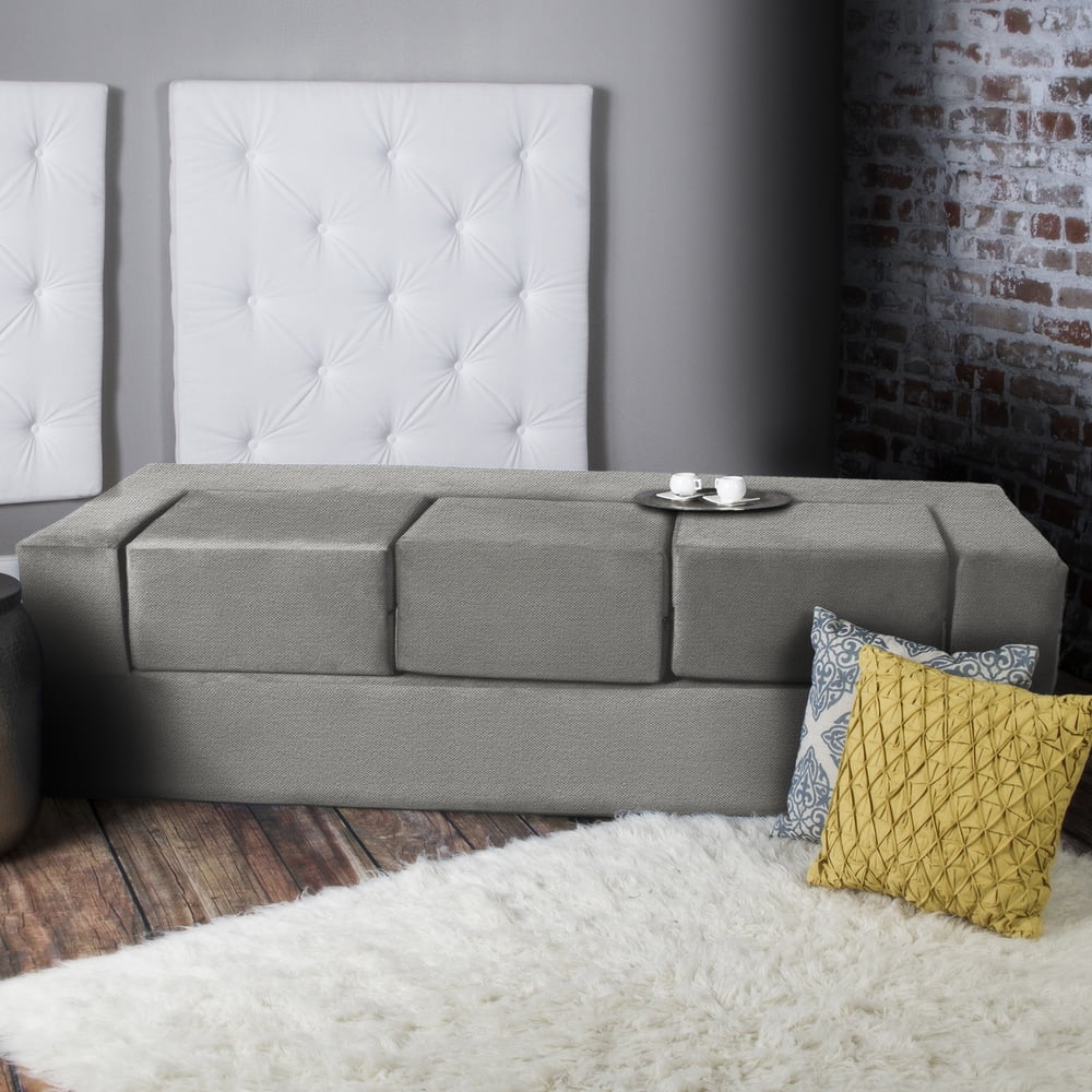 California King Convertible Sleeper Sofa and Ottomans Dove Grey Foam Polyester F632481