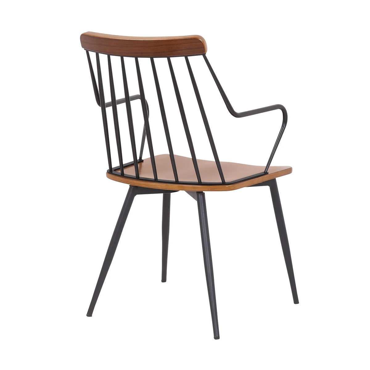 26 Inches Wooden Dining Chair with Windsor Back, Brown and Black N782003