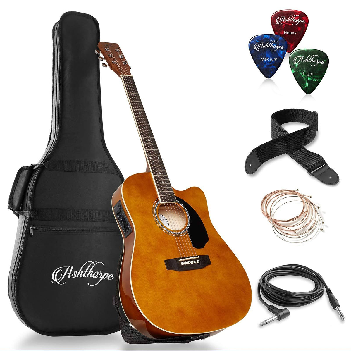 Brown Cutaway Thinline Acoustic-Electric Guitar U891775