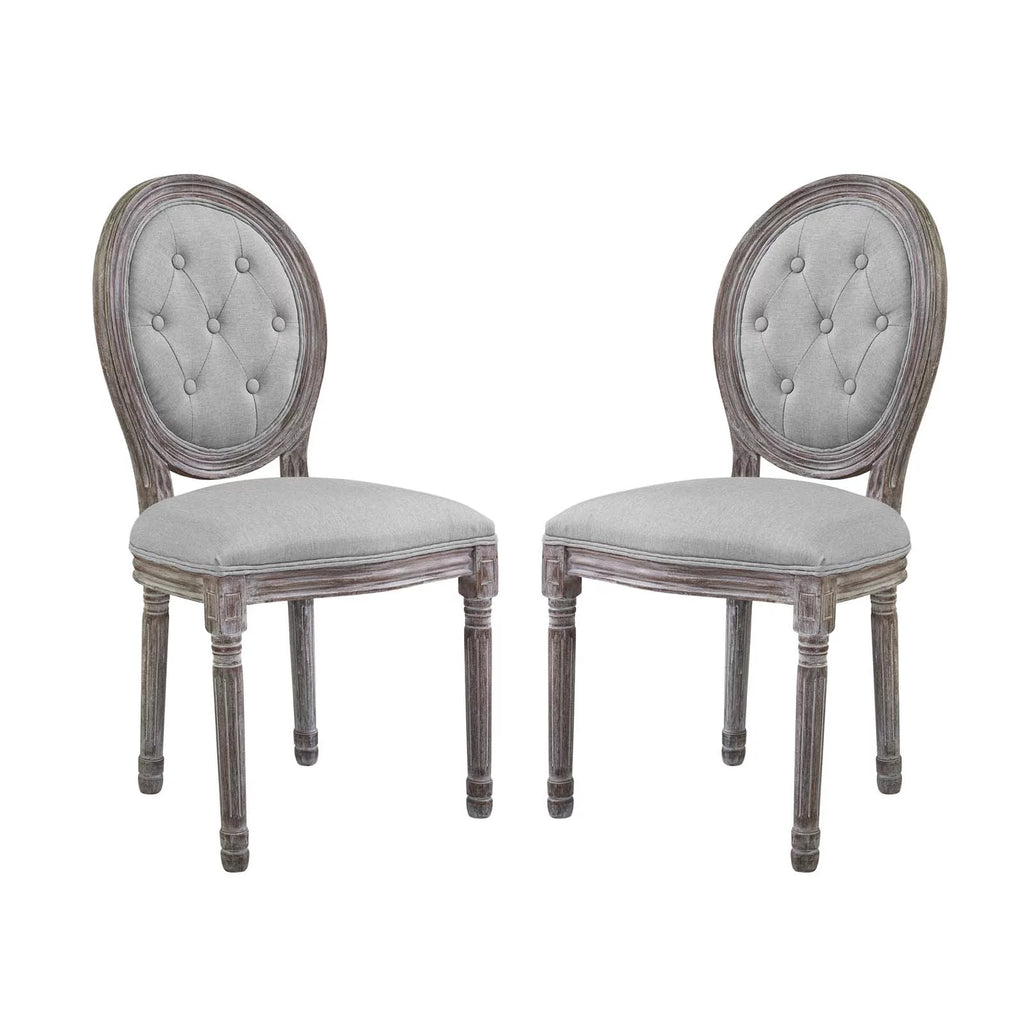 Light Gray Upholstered Fabric Dining Side Chair Set of 2 Q6608