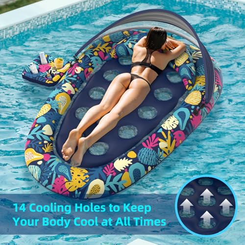 XL Inflatable Pool Float with Canopy Cup Holder X660