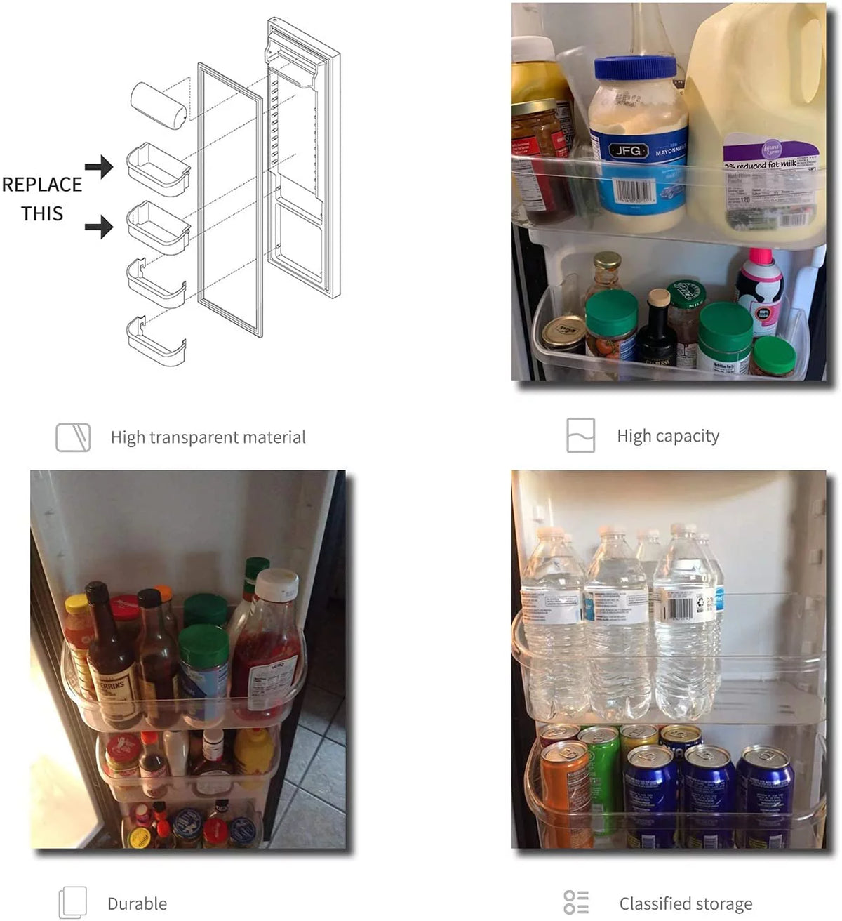 Clear Gallon Door Bin Shelf 2 Pack O6234