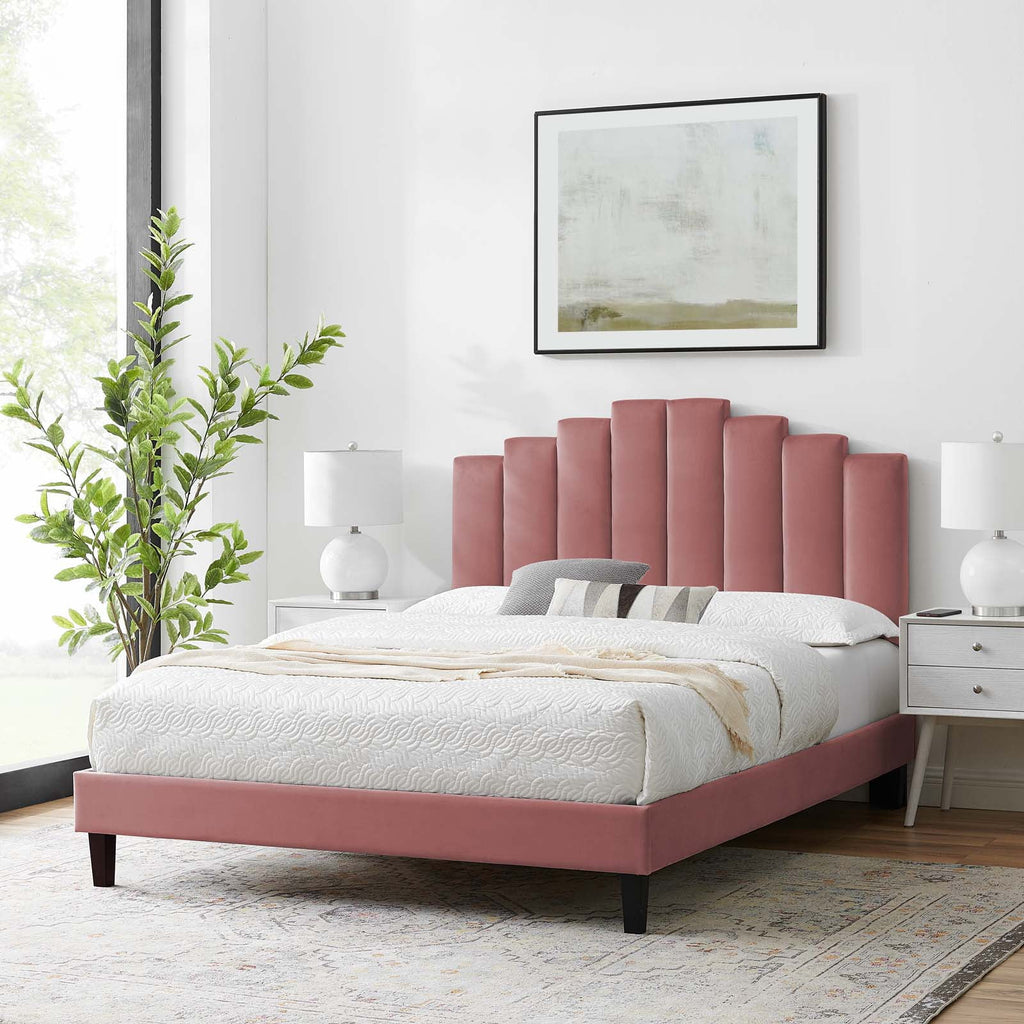 Queen Size Velvet Platform Bed Frame X719121
