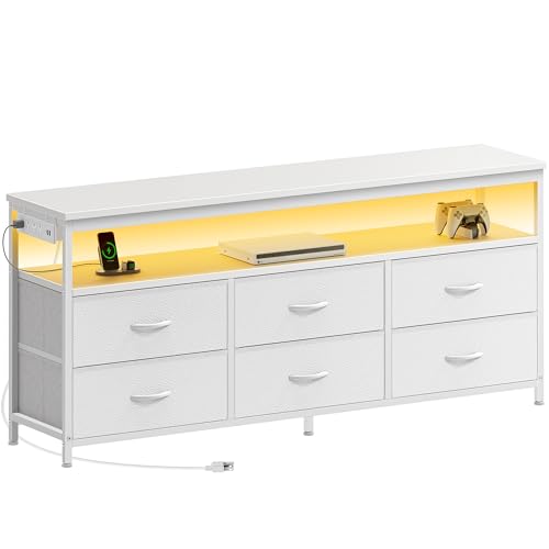 Black 47 Inch TV Stand with 6 Drawer Storage C290