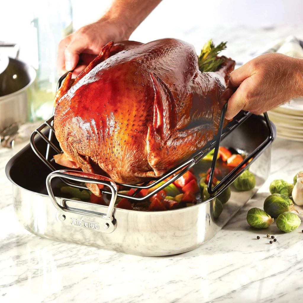 Large Stainless Steel Nonstick Roaster with Rack U69330