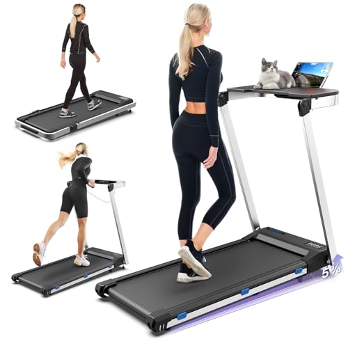Foldable Treadmill with Desk Workstation L629