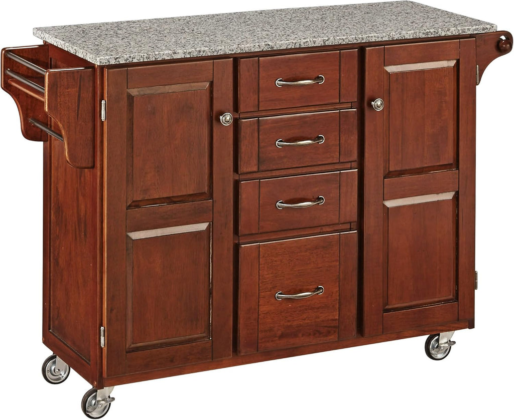 Natural 2 Door Kitchen Cart with Granite Top L7273