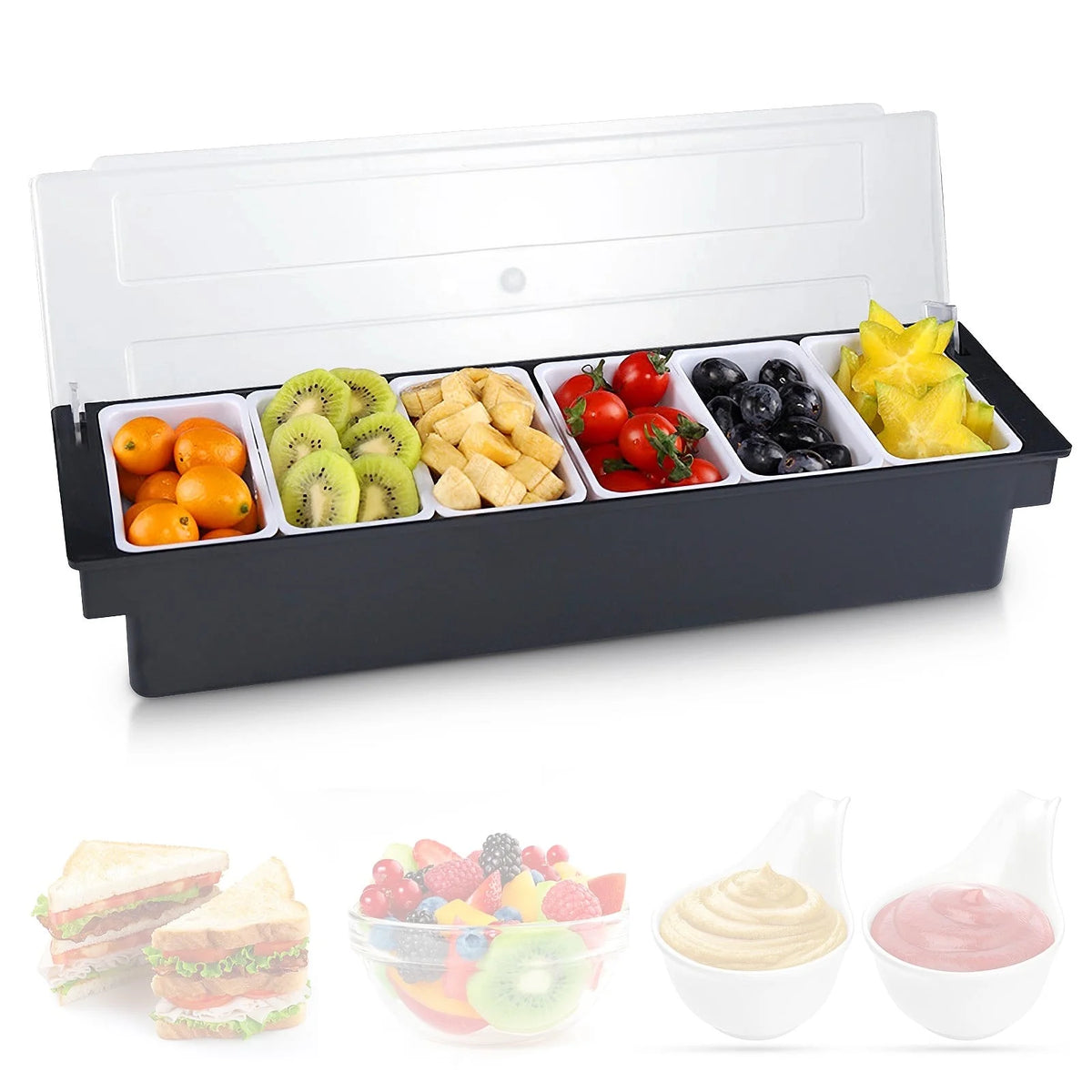 3/4/5/6 Tray Condiment Server with Lid I3777