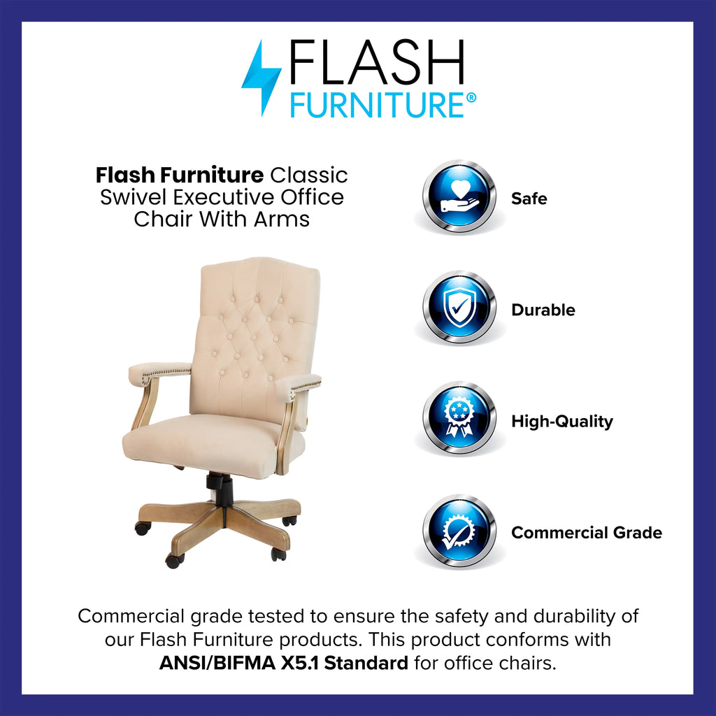Ivory Microfiber Swivel Office Chair Z69436