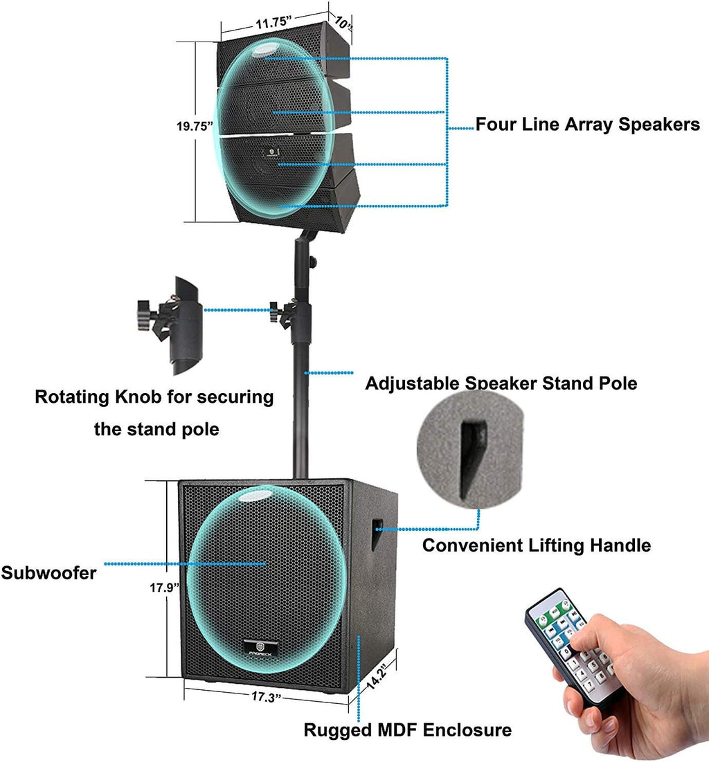 12-Inch Powered PA Speaker System Combo Set with Subwoofers and Line Array Speakers R94814