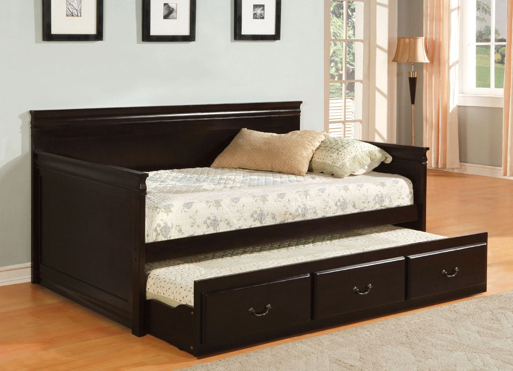 Espresso Wood Daybed with Trundle F3491