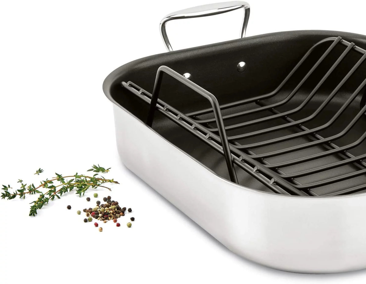 Large Stainless Steel Nonstick Roaster with Rack U69330