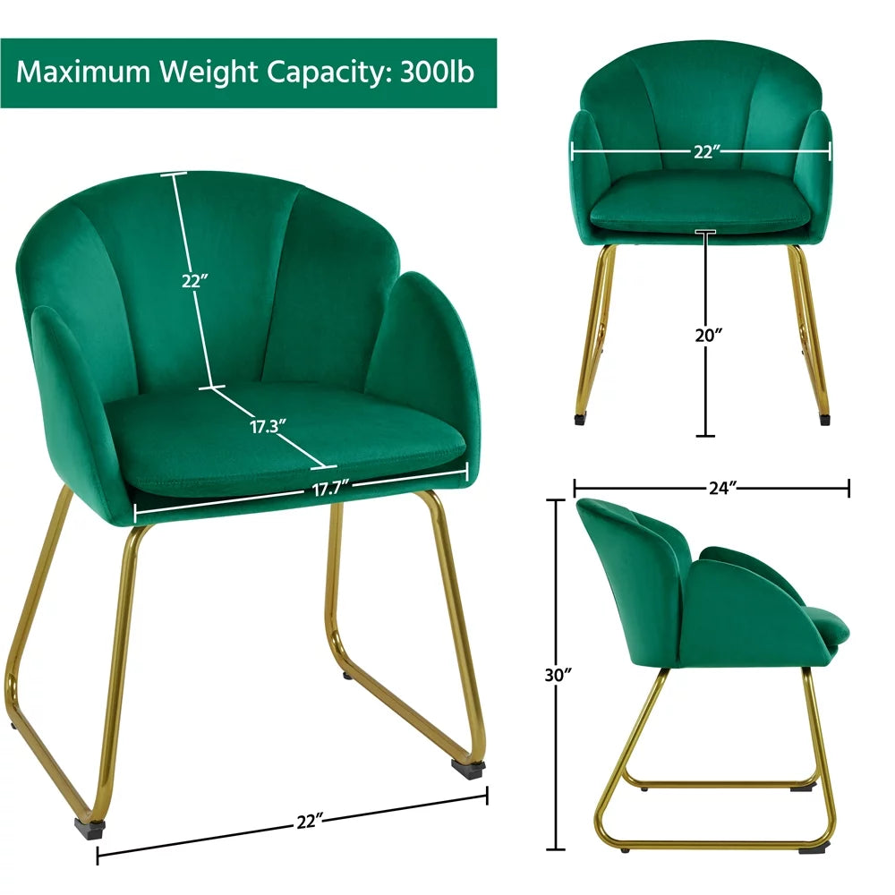 Green Velvet Armchair with Golden Metal Legs I413709