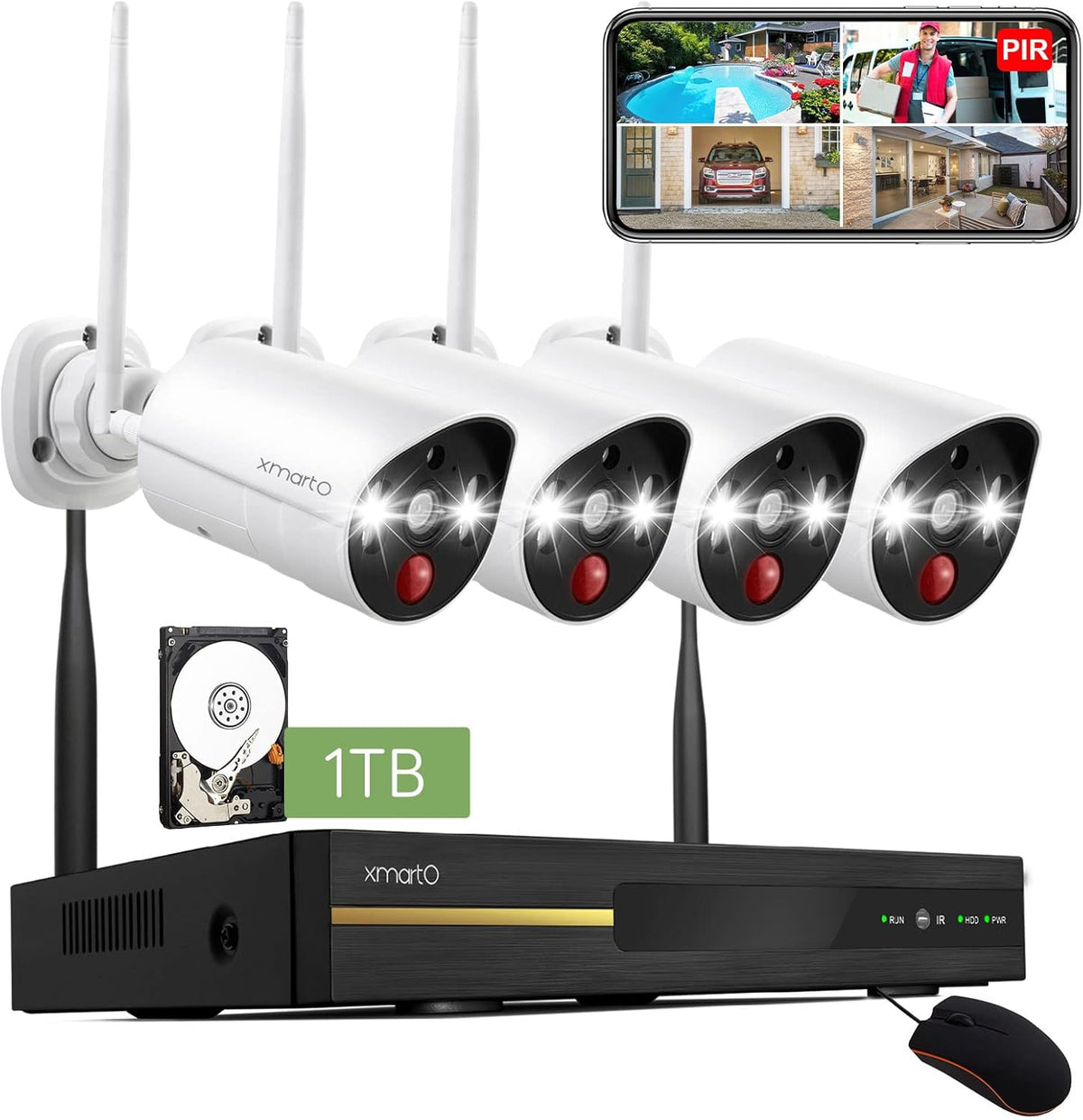 2K HD Wireless Security Camera System with 1TB HDD Q72857