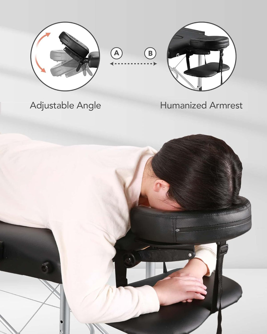 Portable 2 Section Aluminum Massage Table with Carrying Bag V368341