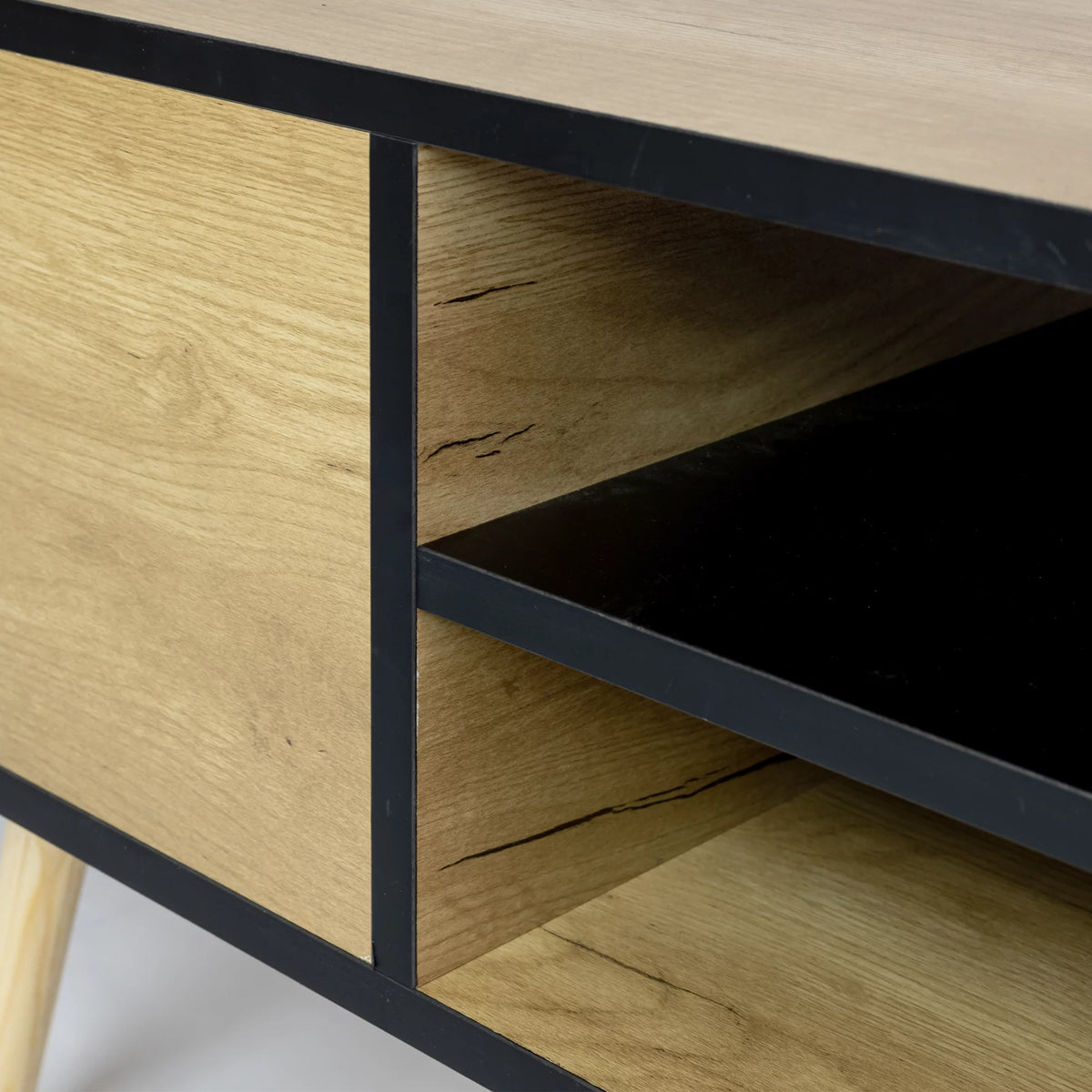 Brown Wooden Coffee Table with Storage Shelf and 2 Drawers A9101