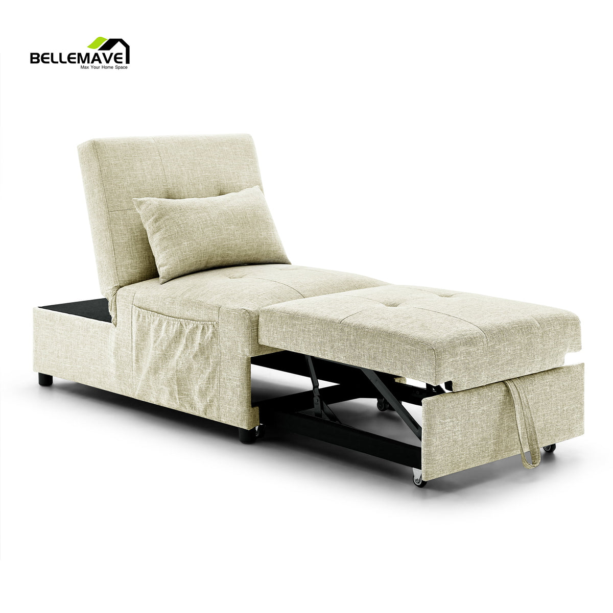 4 in 1 Folding Sofa Bed with 1 Pillow and Side Pocket W985