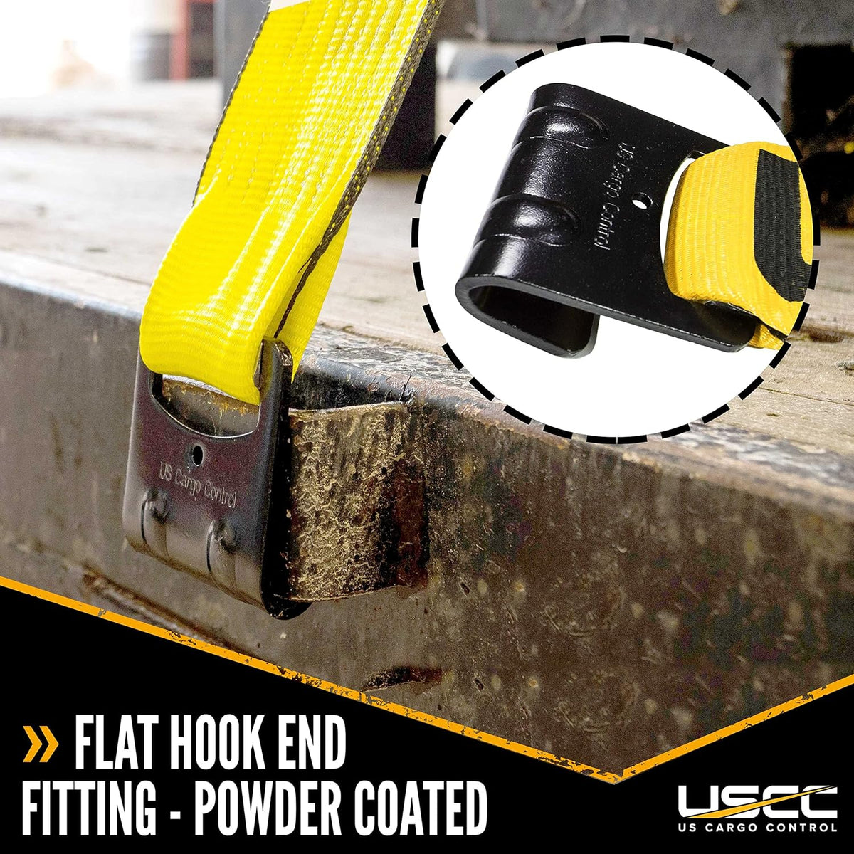 4 Inch x 11 Inch Yellow Fixed End with Ratchet and Flat Hook F939317