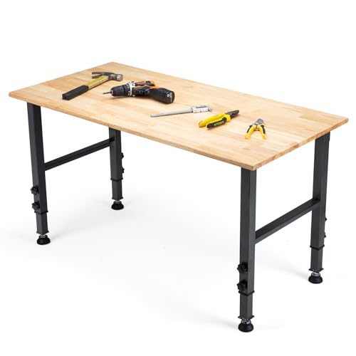 Adjustable Heavy Duty 2000 LBS Load Capacity Hardwood Workbench B64817