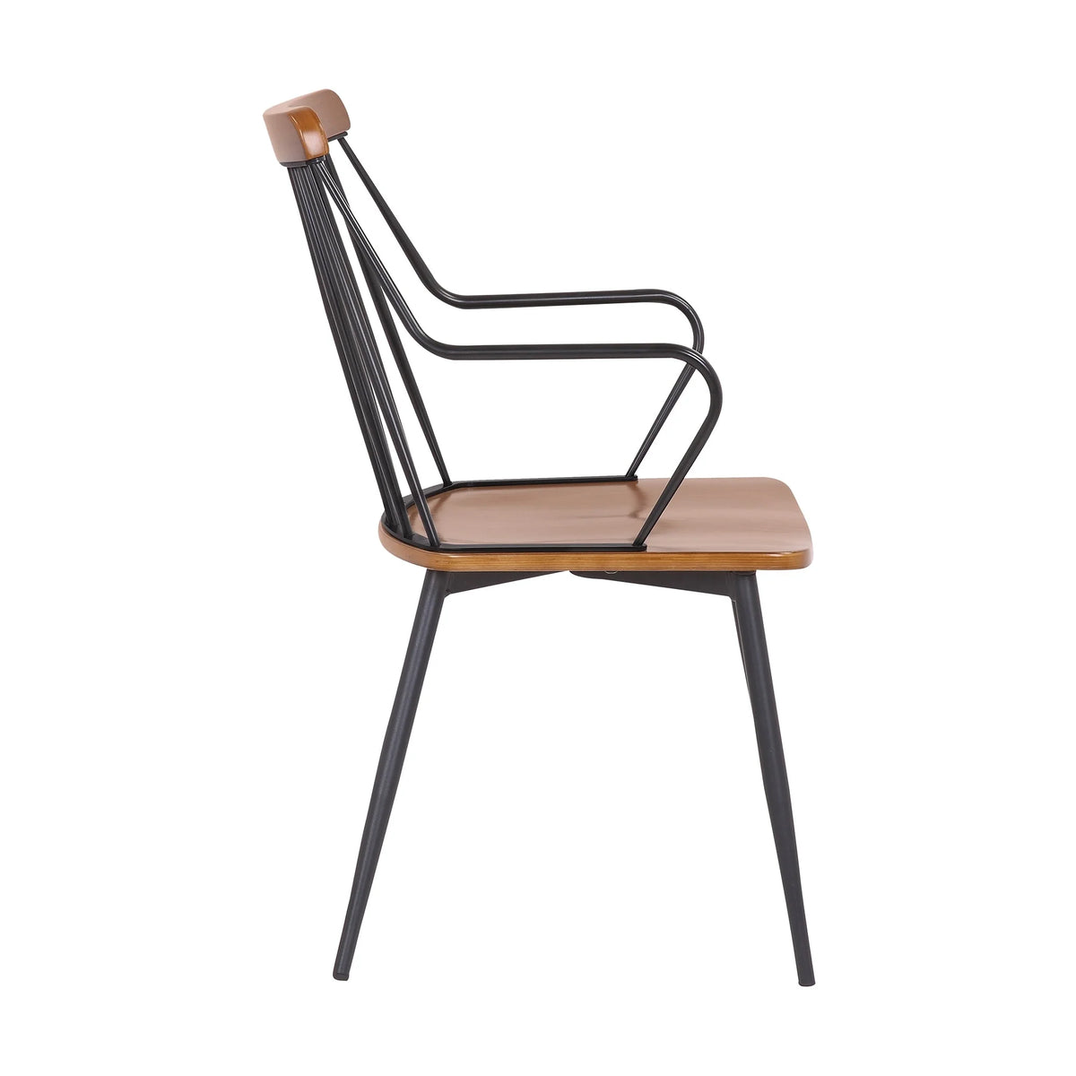 26 Inches Wooden Dining Chair with Windsor Back, Brown and Black N782003
