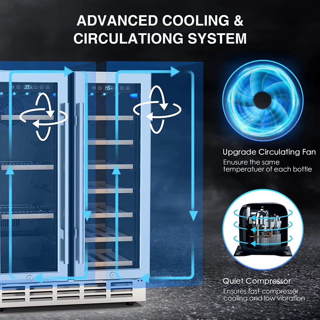 24 inch Dual Zone Wine Cooler Beverage Refrigerator J13424