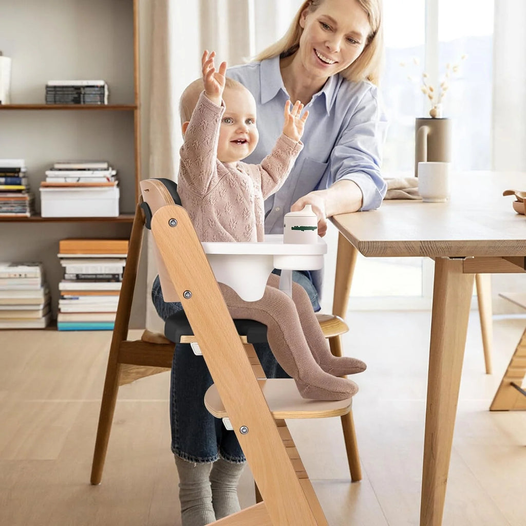 Wooden High Chair with Plastic Tray, 8 Height Adjustments D8498