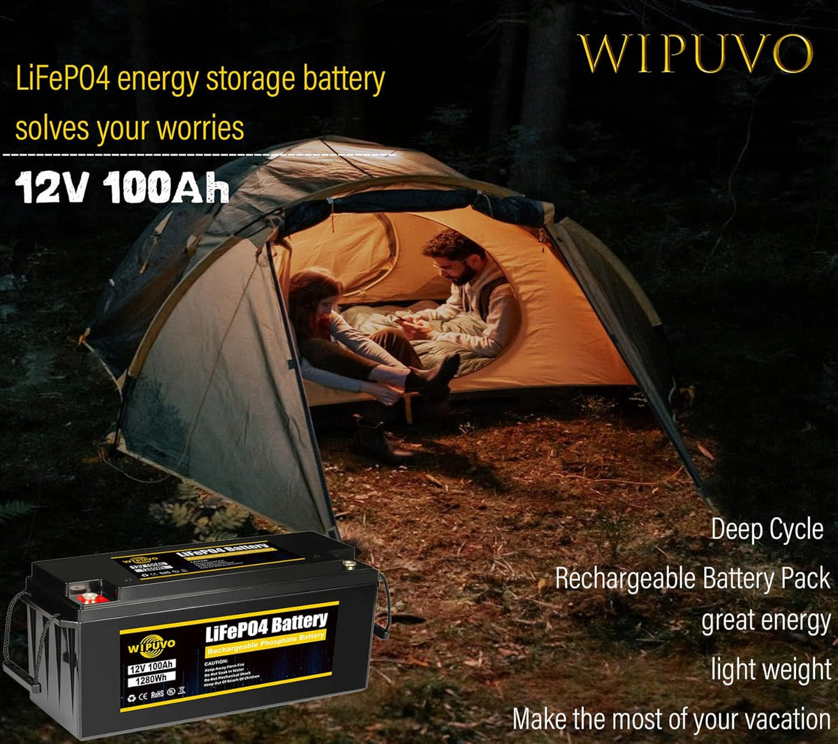 12V 100A LiFePO4 Deep Cycle Rechargeable Battery Pack with Built in BMS D814