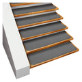 Set of 12 Skid-Resistant Carpet Stair Treads Gray W572339