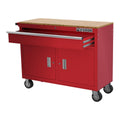 46 in. Mobile Workbench with Solid Wood Top Y796980