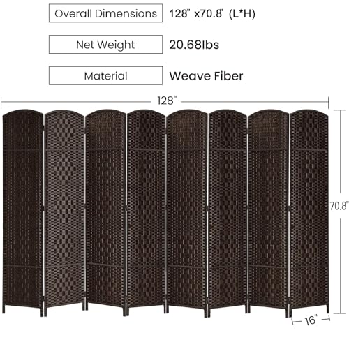 6 Panel Dark Coffee Folding Room Divider Y798821