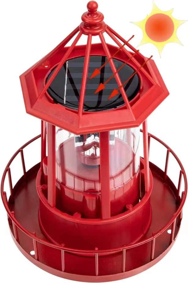 Solar Powered Lighthouse 360 Degree Rotating Waterproof Garden Statue Lights Z5193