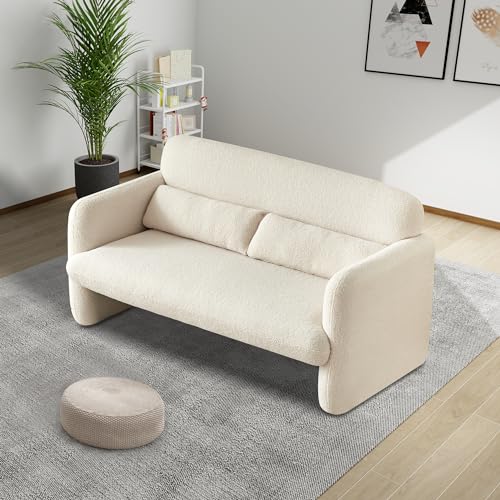 Sherpa Lamb Fabric Armed Accent Chair with Waist Pillow J18404