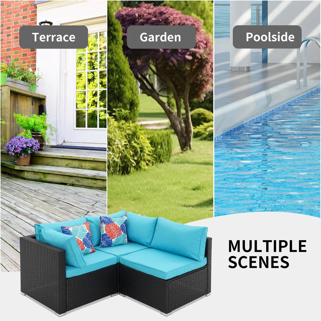 3 Pcs Beige Outdoor Patio Sofa Set B253