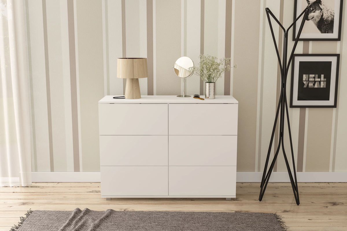 White 6 Drawer Wood Double Dresser M489130