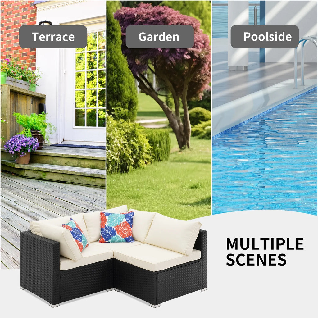 3 Pcs Beige Outdoor Patio Sofa Set B253