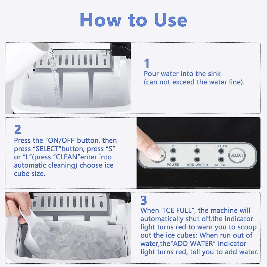 Portable Ice Maker with 2 Optional Ice Cube Sizes G715