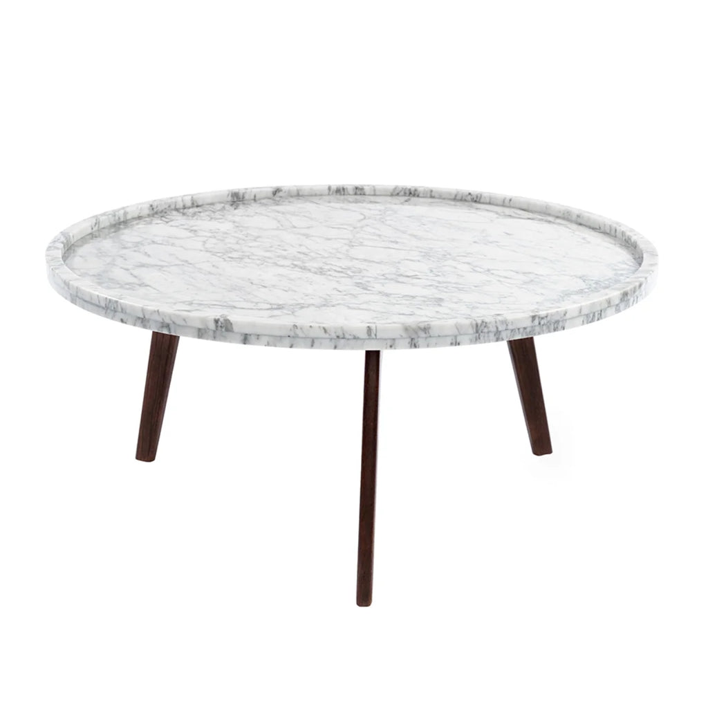 White and Brown Round Marble Coffee Table U440849